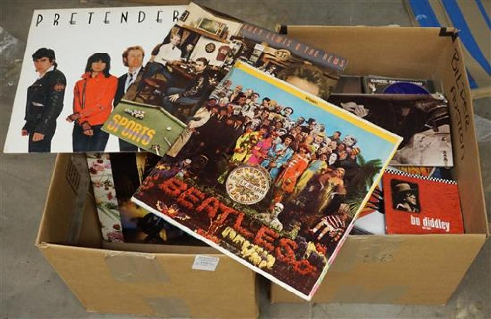 BOX OF LONG PLAYING RECORDS AND BOX