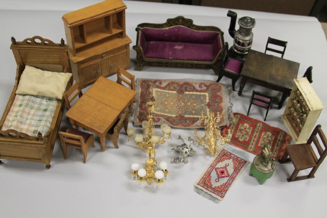 BOX OF MINIATURE FURNITURE Assorted