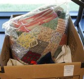 BOX OF SCARVES AND A PATCH QUI