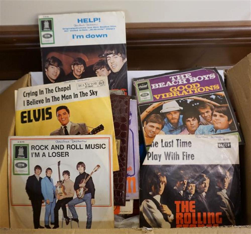 BOX OF VINTAGE 45 RPM RECORDSBox of