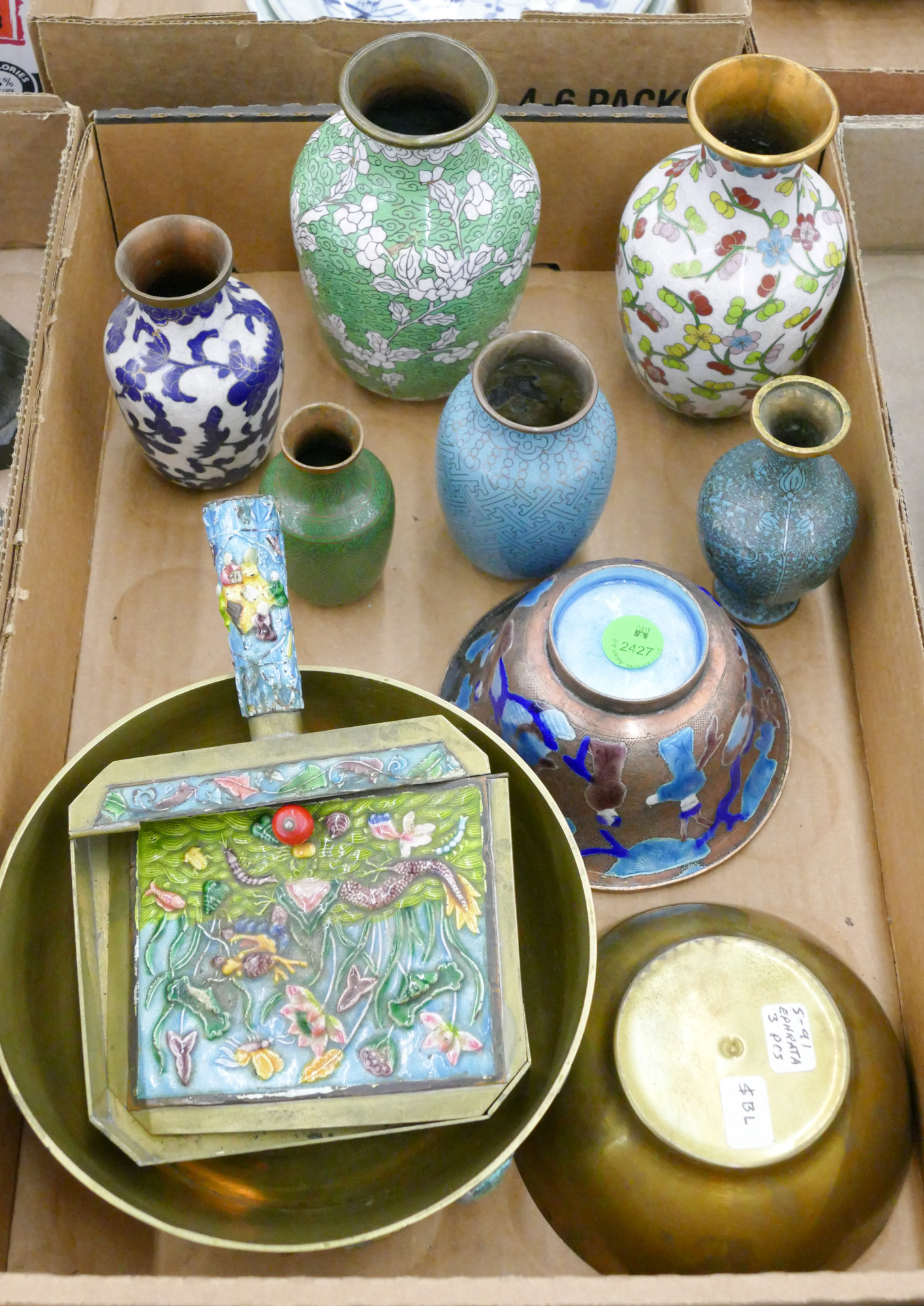 Box Old Chinese Cloisonne Vases
