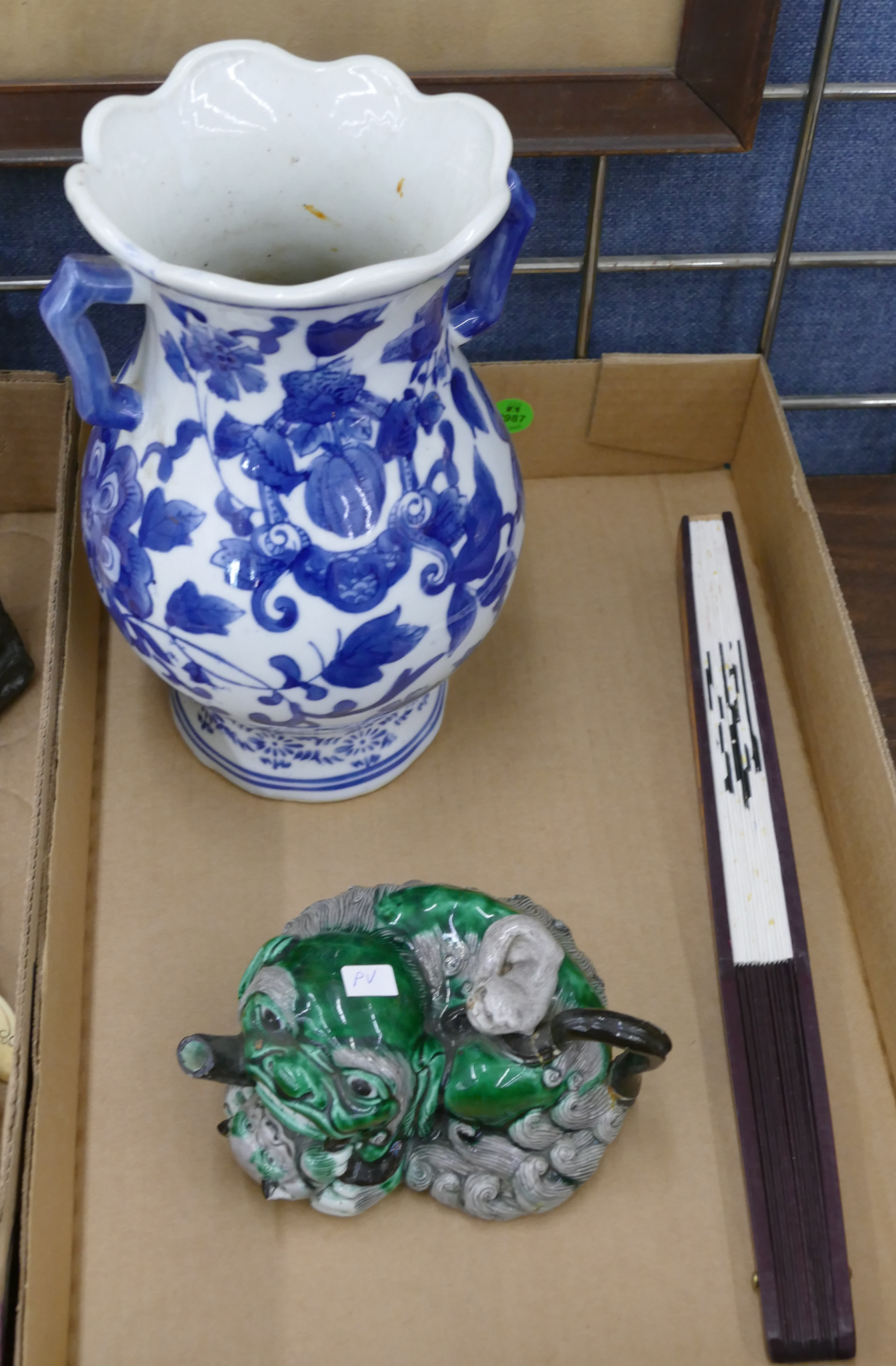 Box Old Chinese Foo Dog Teapot Etc