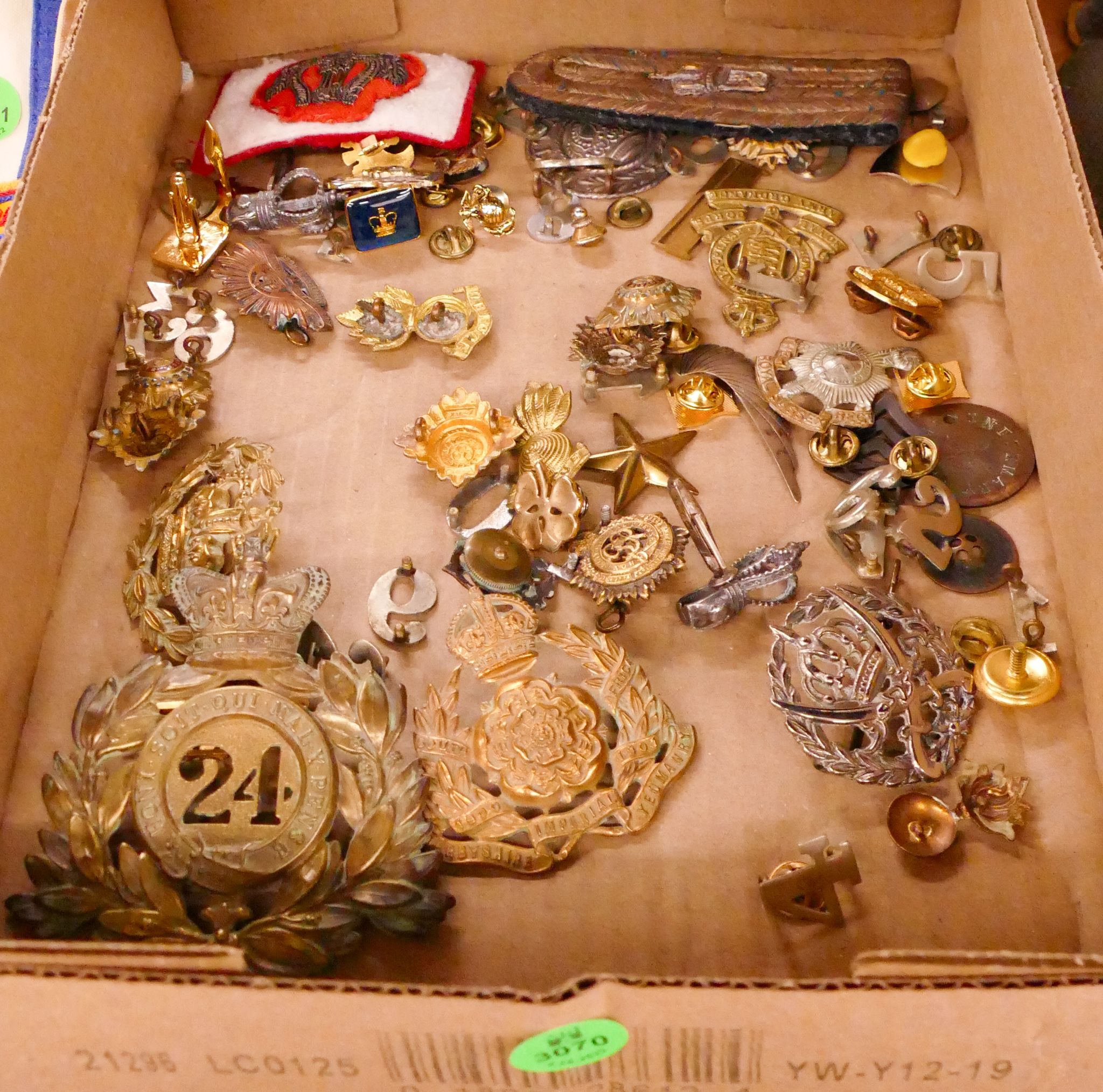 Box Old English Military Badges Etc