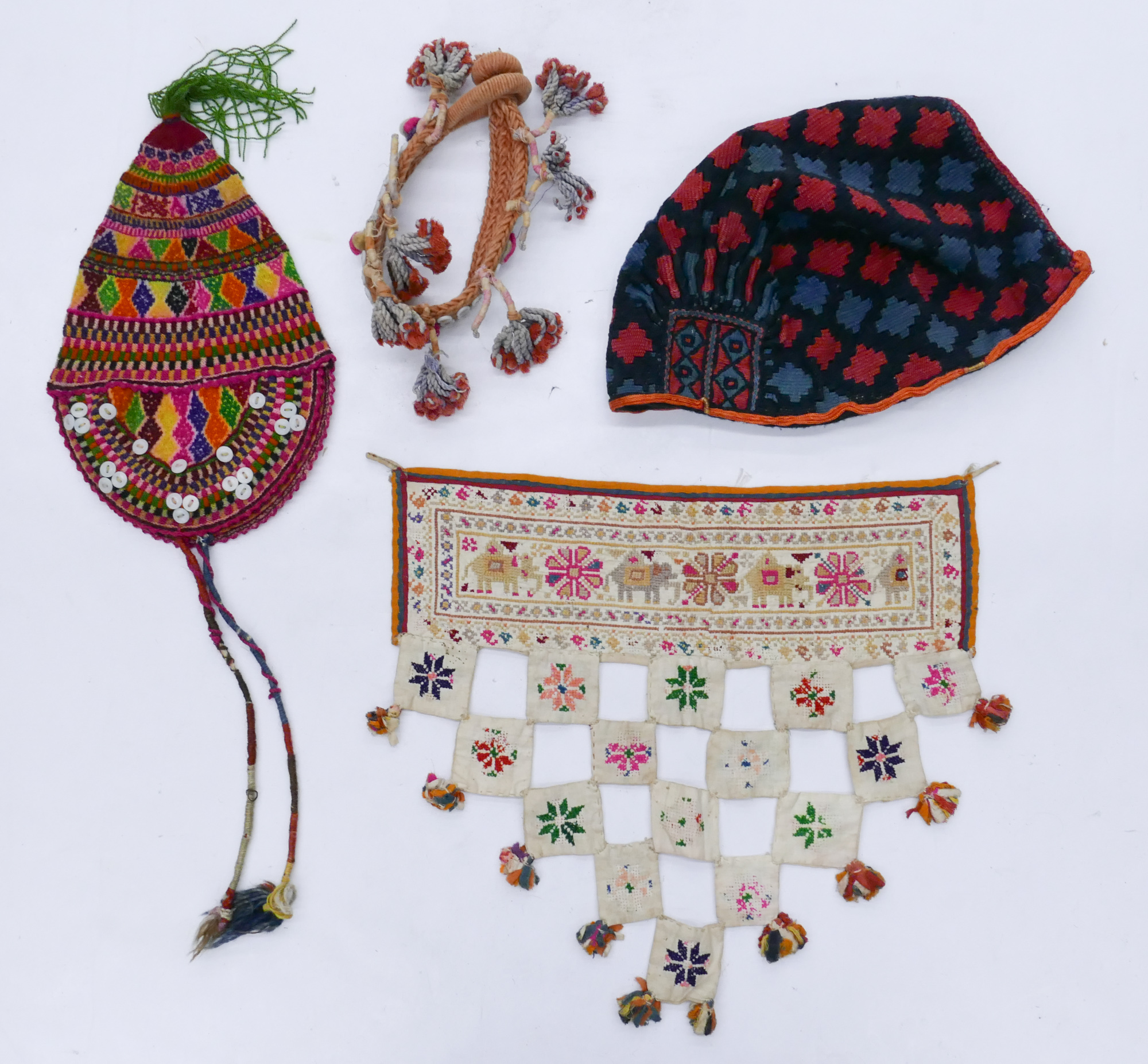 Box Old Ethnic Embroidered Hats