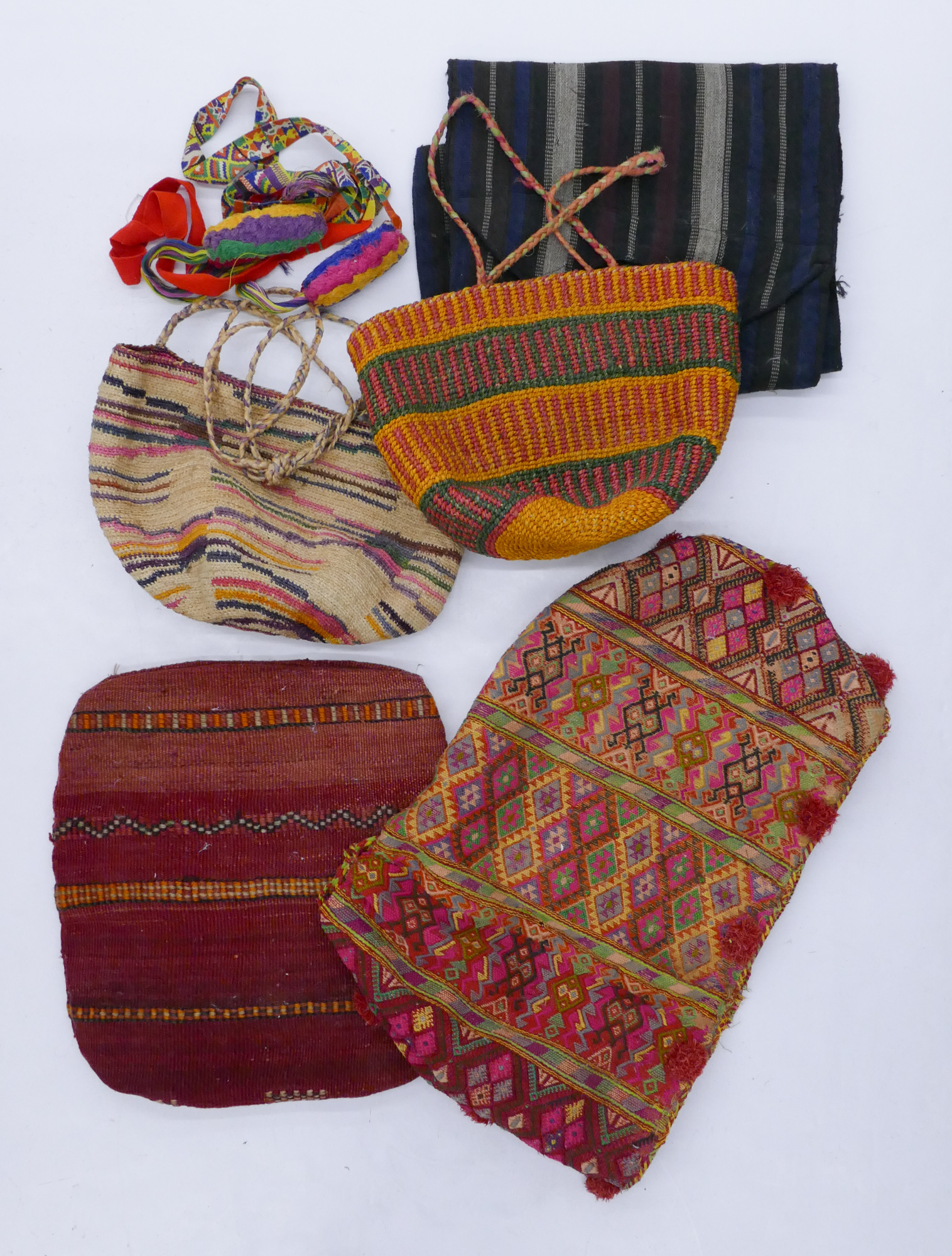 Box Old Ethnic Woven Purses etc.