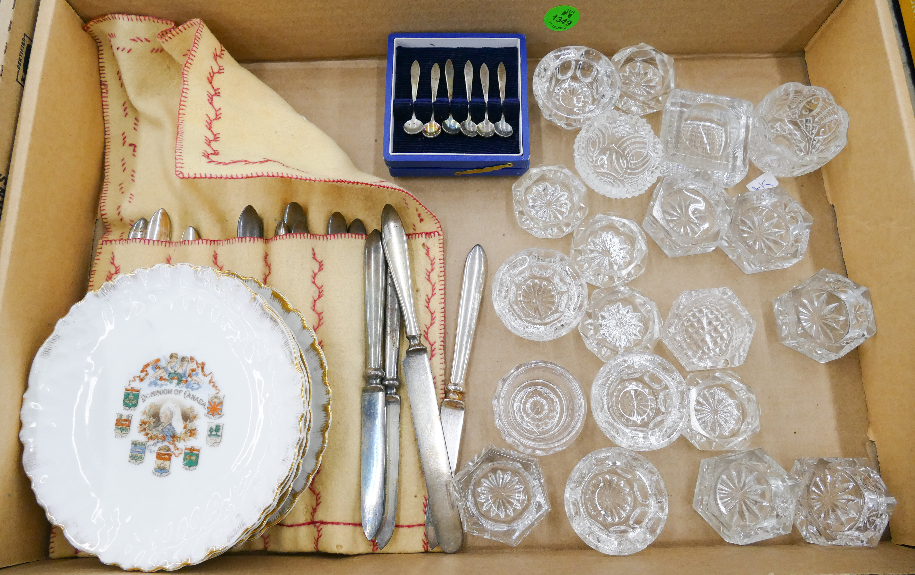 Box Old Glass Salt Collection Etc