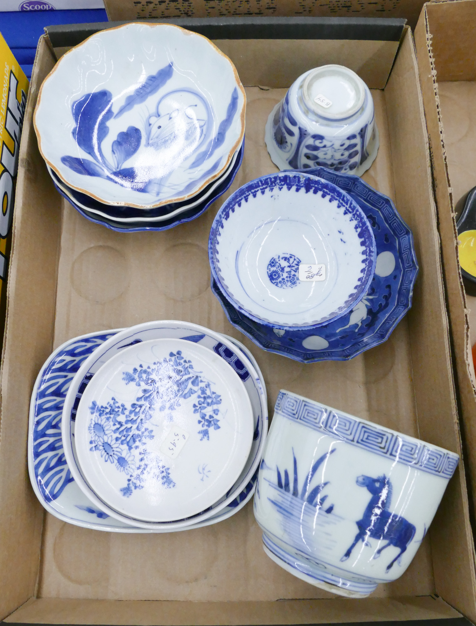 Box Old Japanese B&W Dishes
