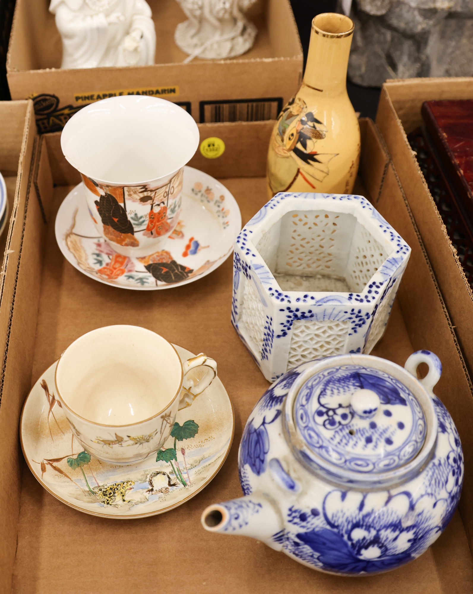 Box Old Japanese Cup Saucers etc.