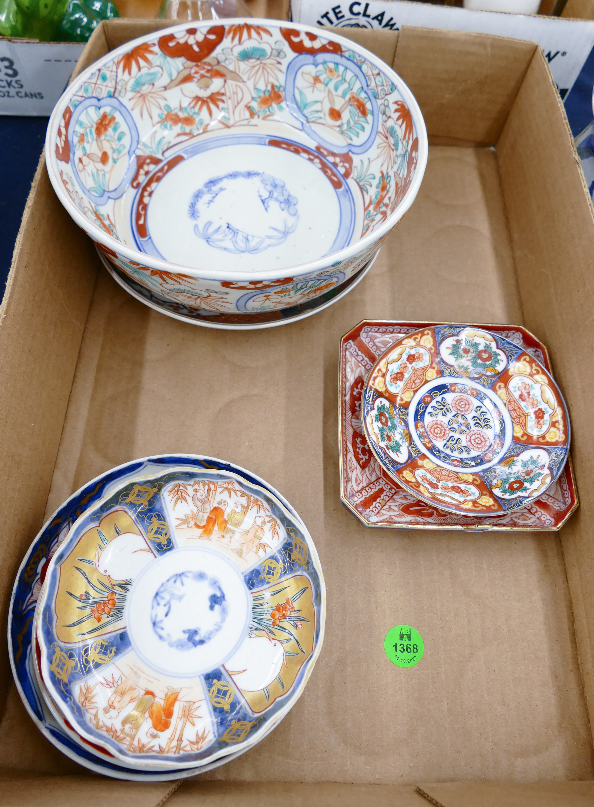 Box Old Japanese Imari Wares- 7pc