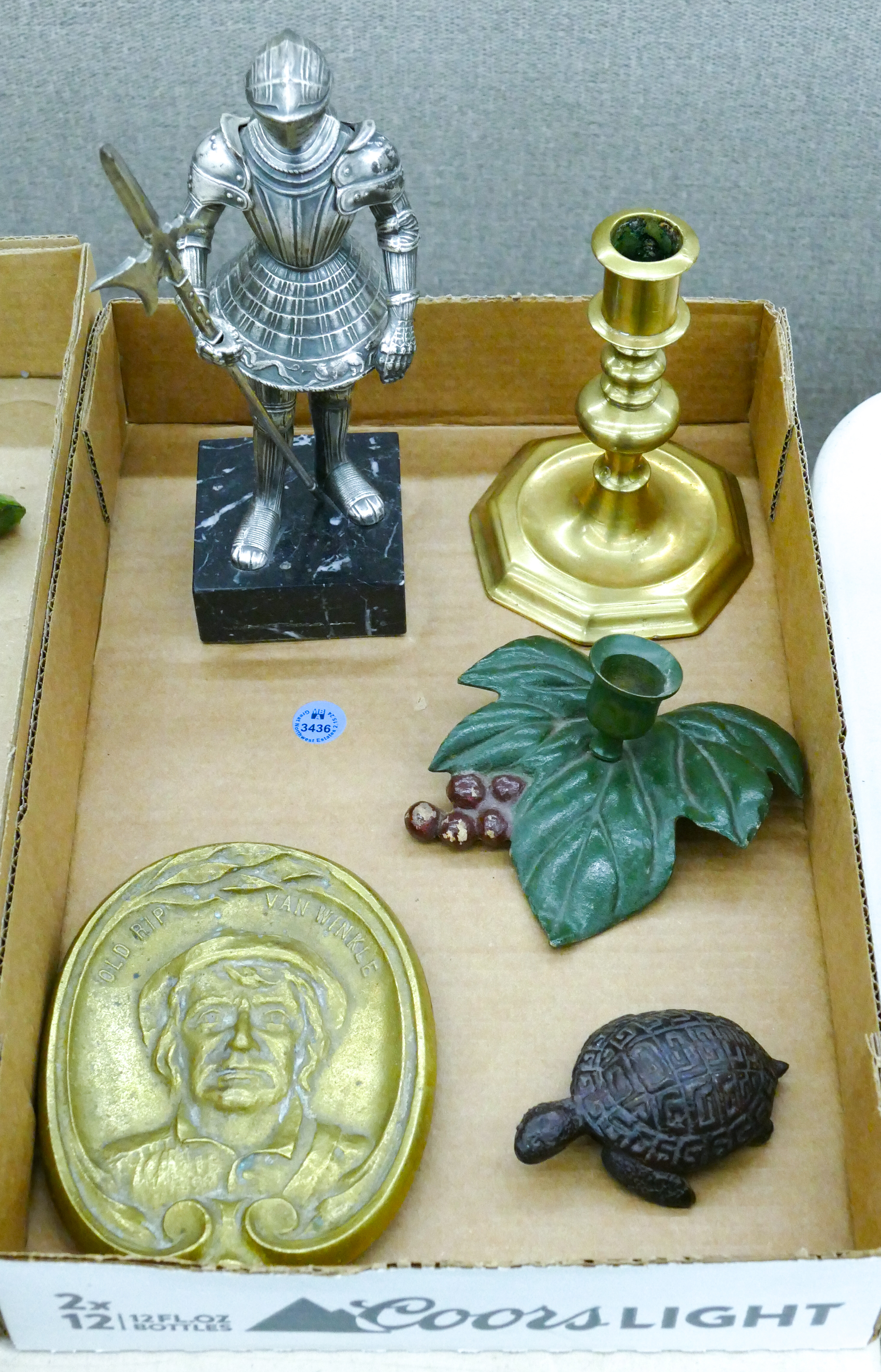 Box Old Metal Paperweights etc.