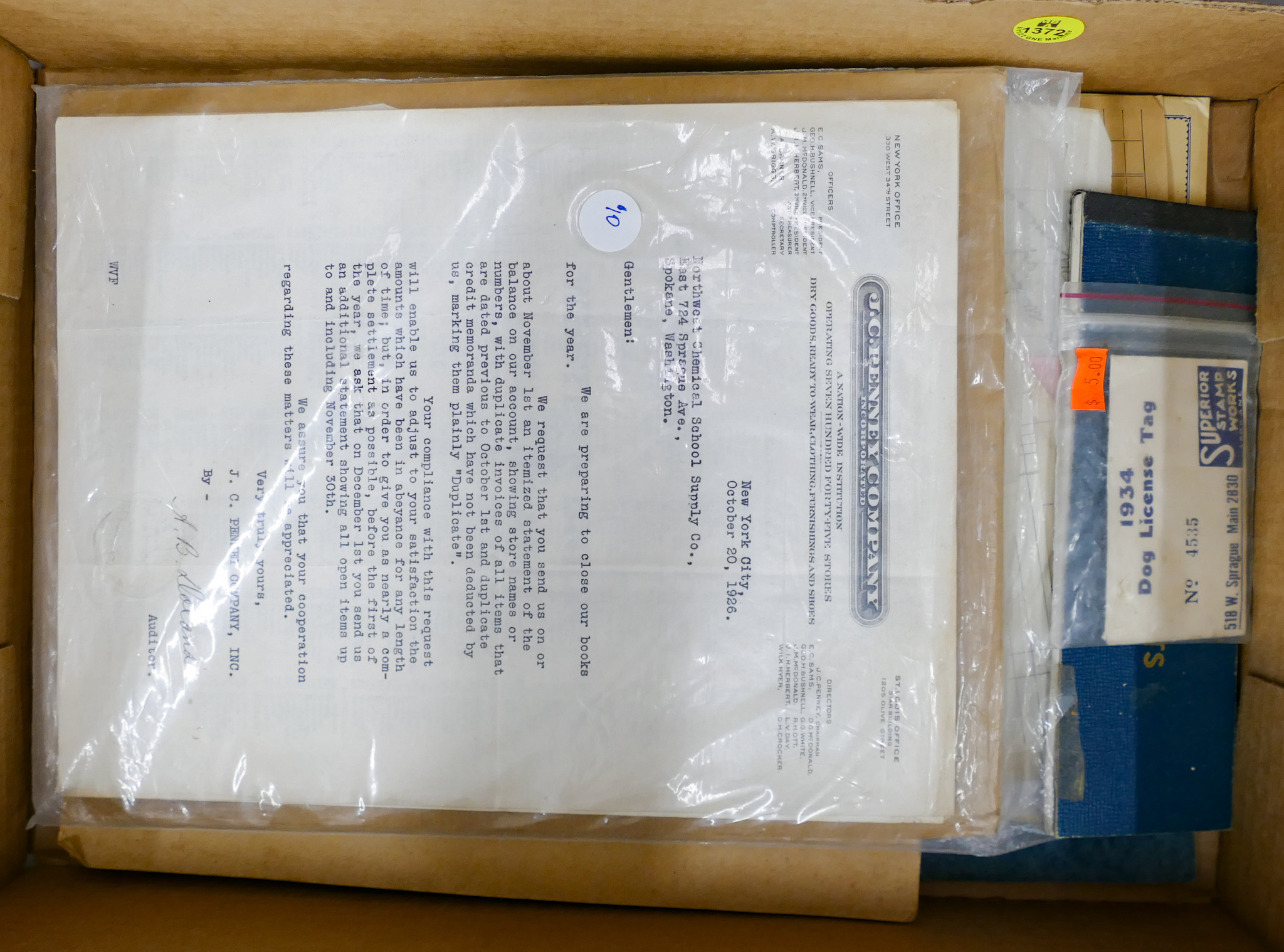 Box Old Paper Receipts Etc.