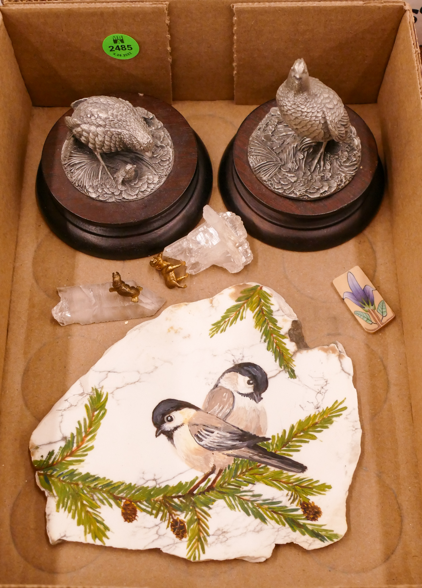 Box Pewter Bird Figures Etc