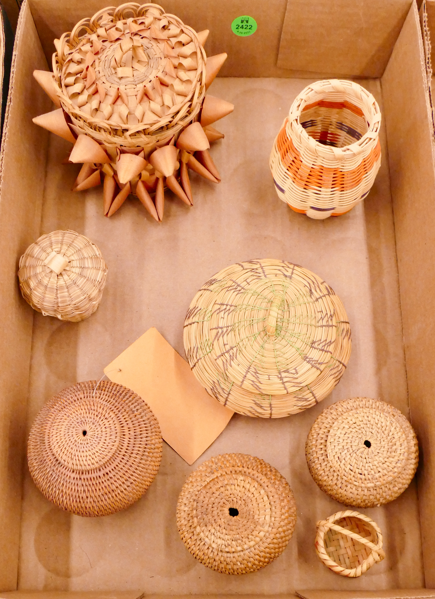Box Pine Needle Indian Baskets Etc-