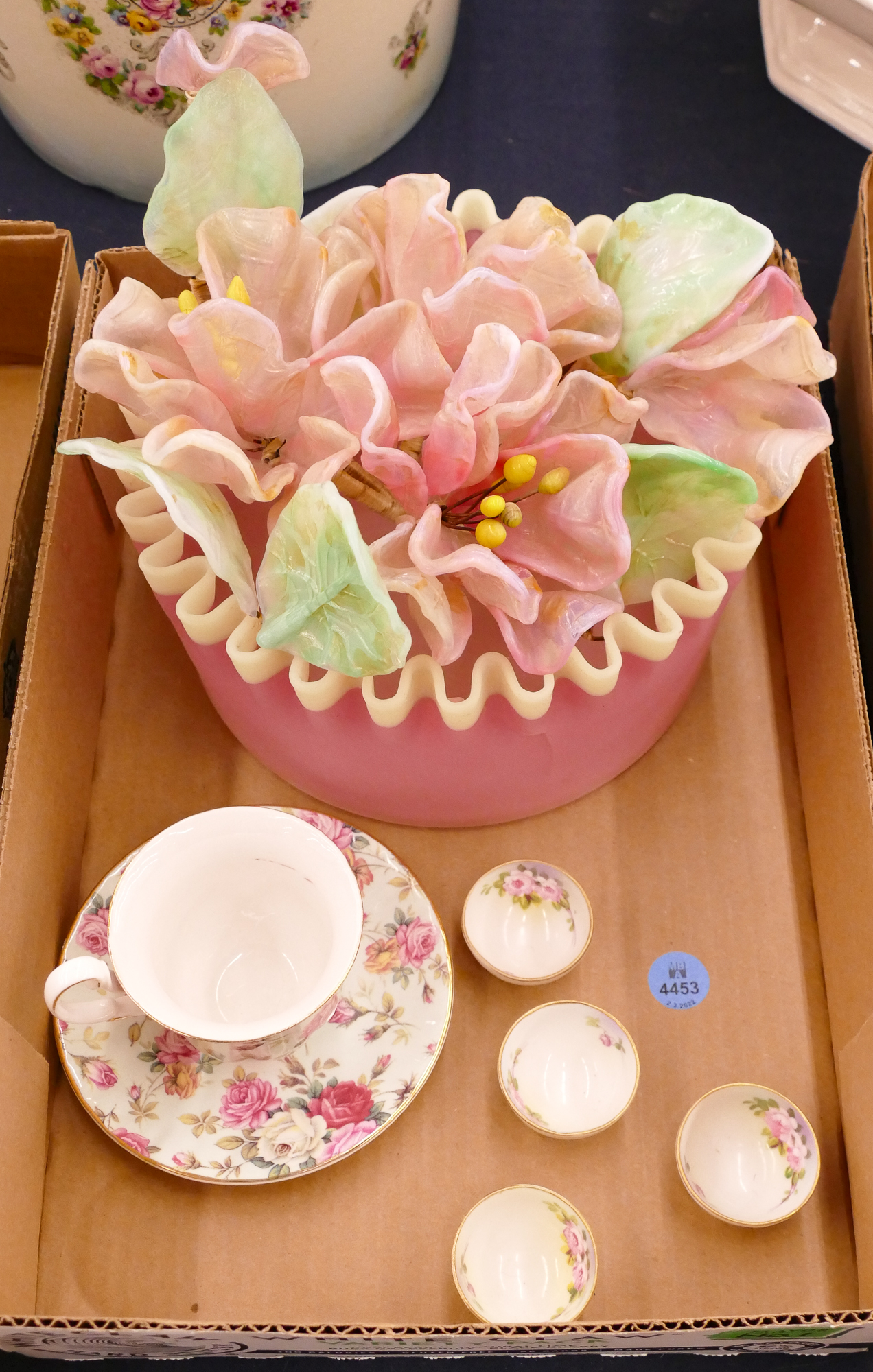 Box Pink Glass Flowers Etc