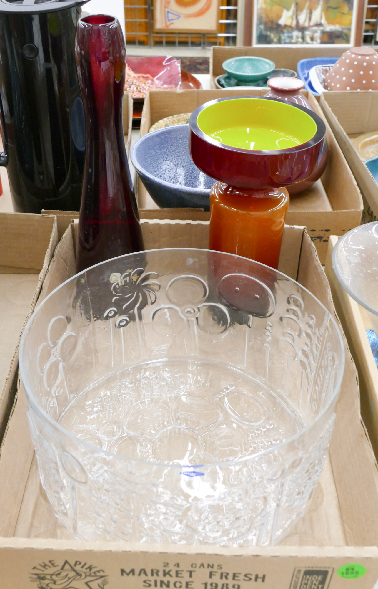 Box Scandinavian Glass Vases etc.