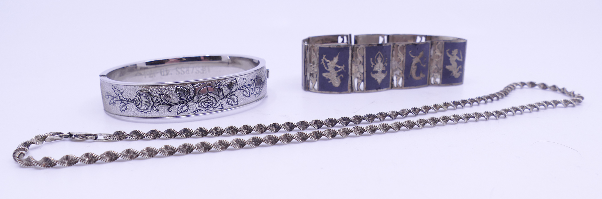 Box Siam Sterling Bracelet Etc- 60g