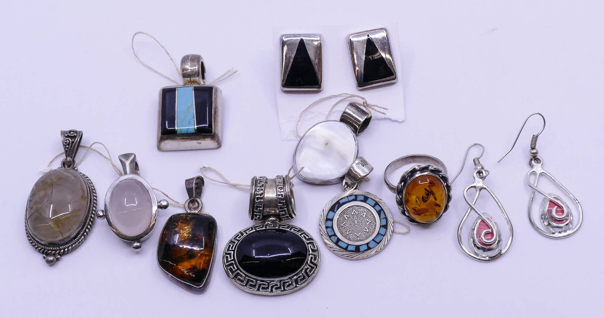 Box Sterling and Stone Pendants &