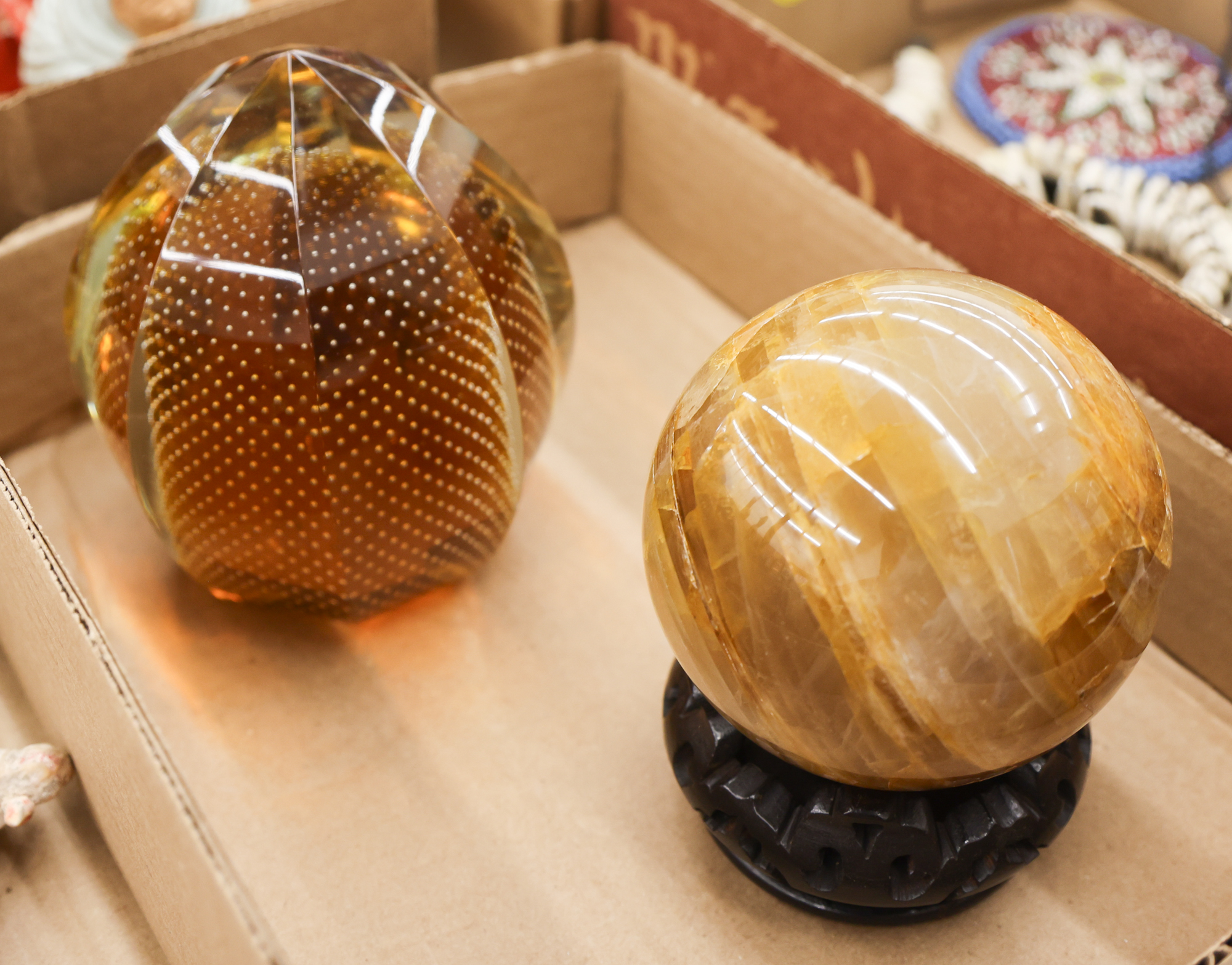 Box Stone Ball & Glass Paperweight