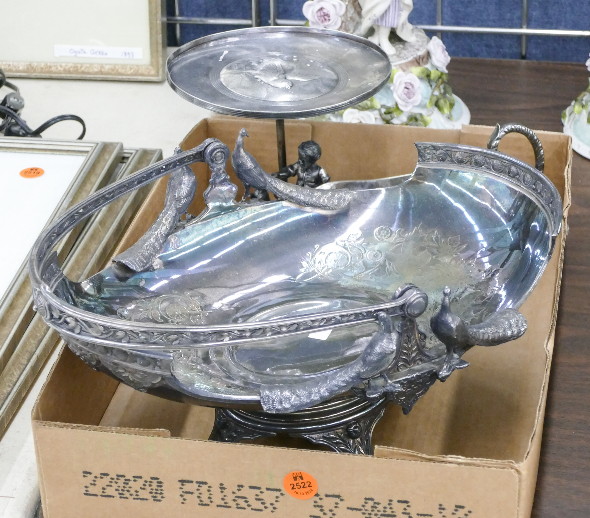 Box Victorian Silverplate Peacock
