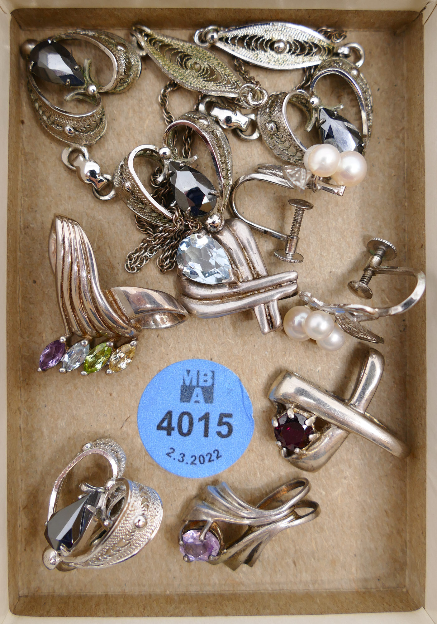 Box Vintage Sterling Earrings and