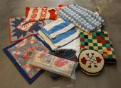 BOX WITH FIVE PATCH QUILTS AND