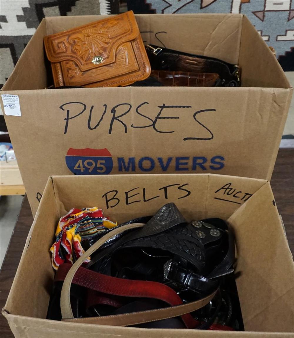 BOX WITH LEATHER AND OTHER PURSES