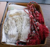 BOX WITH TABLE LINENS AND THRE