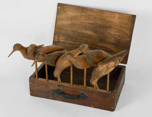 BOXED SET OF 7 CARVED WOOD SHORE