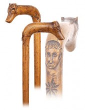 BOXWOOD FOLK ART CANE-Ca. 1870