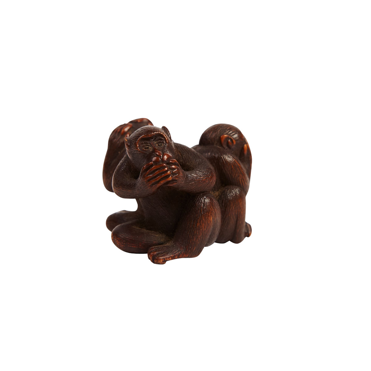 Boxwood Netsuke of Three Monkeys