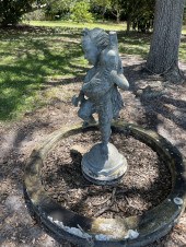 BOY WITH FISH BRONZE GARDEN FO
