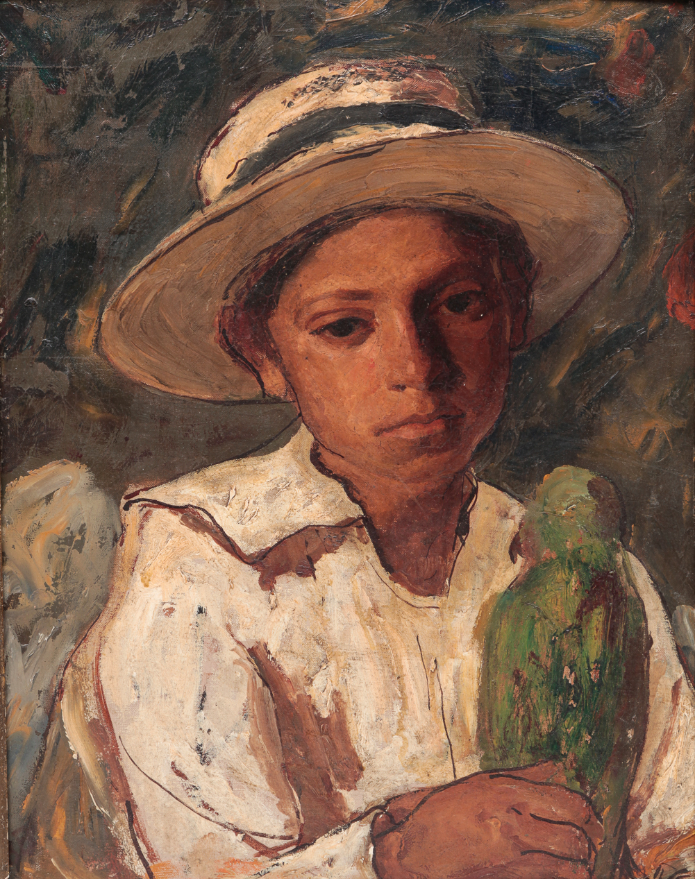 BOY WITH PARROT BY ROBERT BOLLING