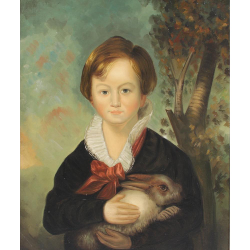 BOY WITH RABBIT COPY OF AN 18TH