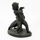 "BOY WRESTLING GOOSE", BRONZE