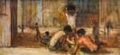 BOYS PLAYING MARBLES OUTSIDE T