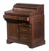 BRADFORD OAK ROLL TOP DESK Fol