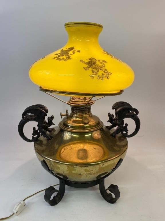 Bradley & Hubbard brass oil lamp