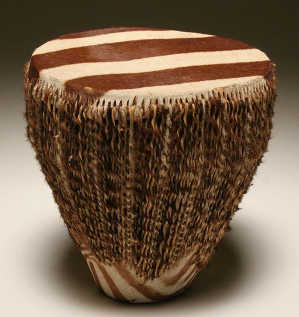 Braided zebra skin ceremonial drum.