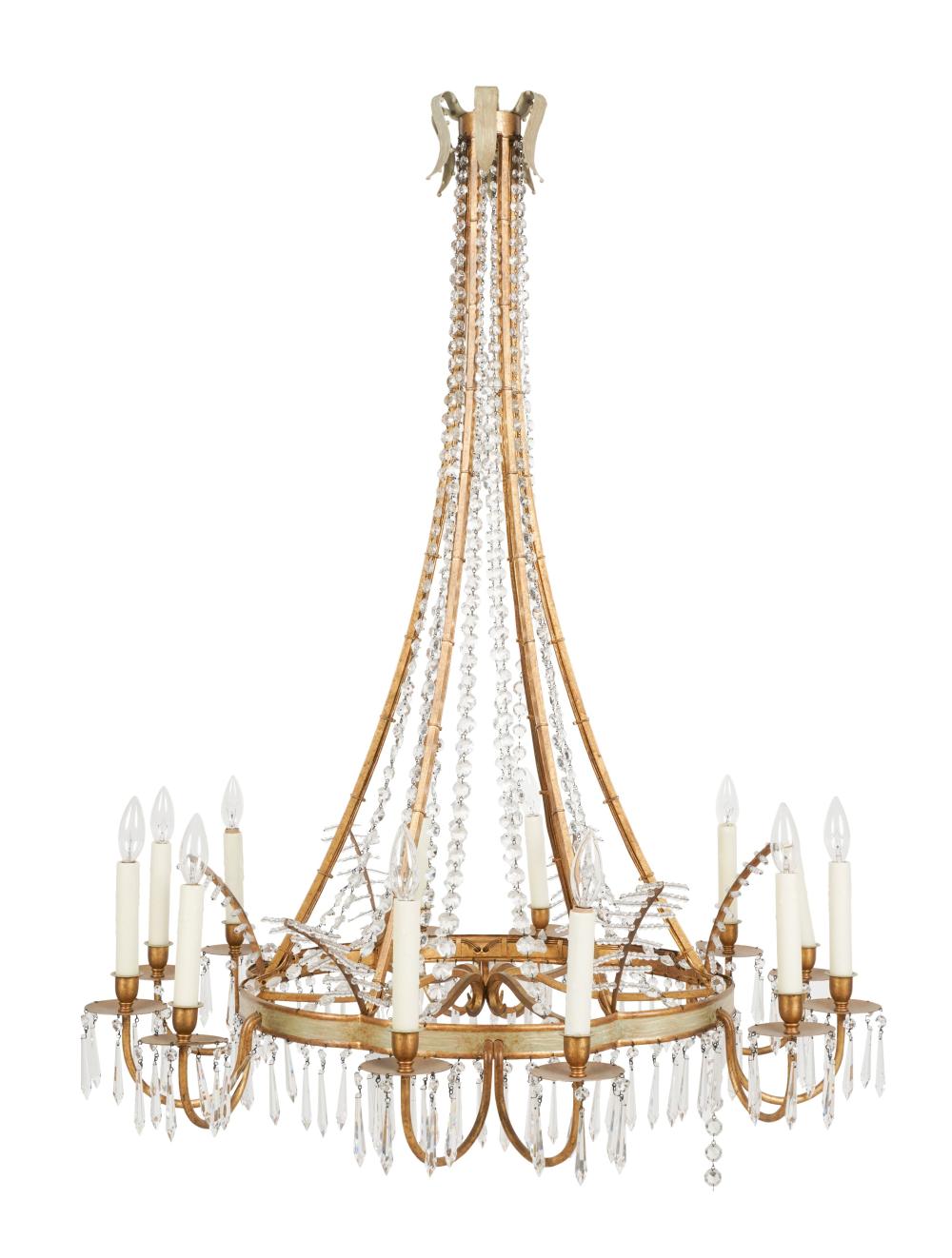 BRASS AND BEADED CRYSTAL 12-LIGHT