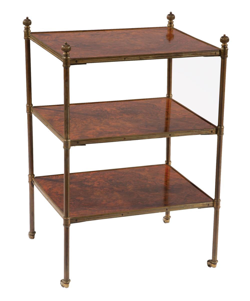 BRASS AND BURLWOOD DIMINUTIVE
