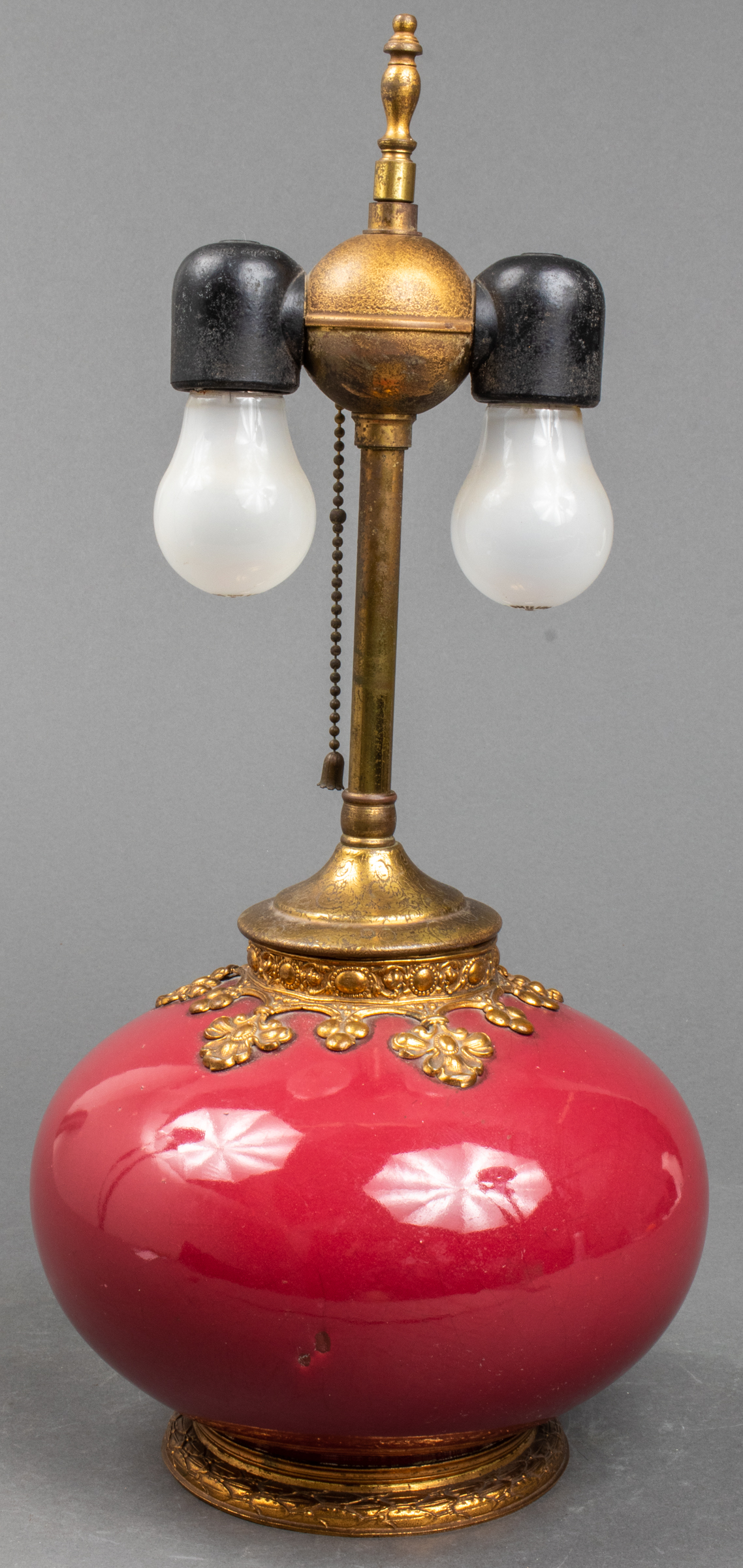 BRASS AND CERAMIC TABLE LAMP,