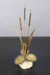 BRASS AND COPPER CATTAIL SCULP