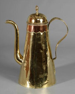 Brass and copper coffeepot,