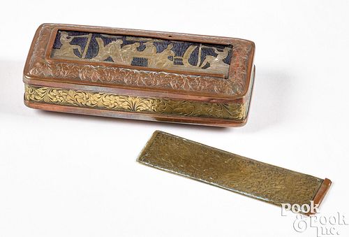 BRASS AND COPPER SNUFF BOX, 18TH