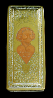 BRASS AND COPPER TOBACCO BOX,