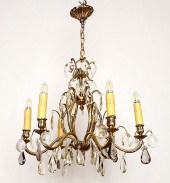 BRASS AND CRYSTAL SIX ARM CHAN