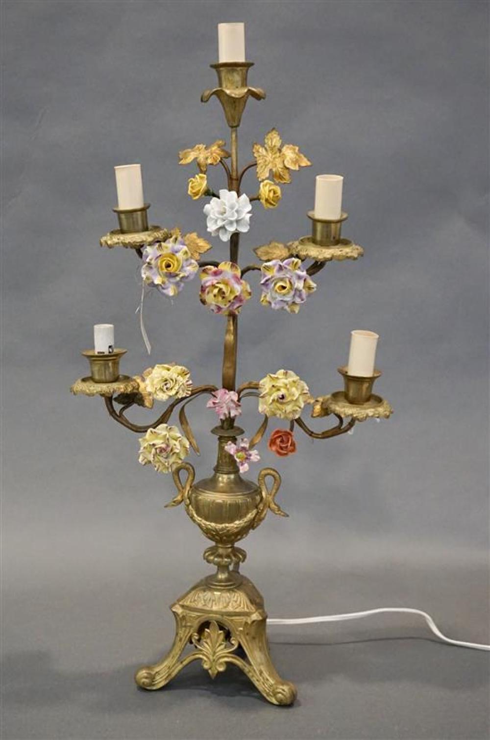 BRASS AND FLORAL ENCRUSTED