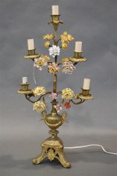 BRASS AND FLORAL ENCRUSTED DEC