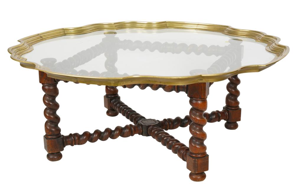 BRASS AND GLASS COFFEE TABLEBrass &