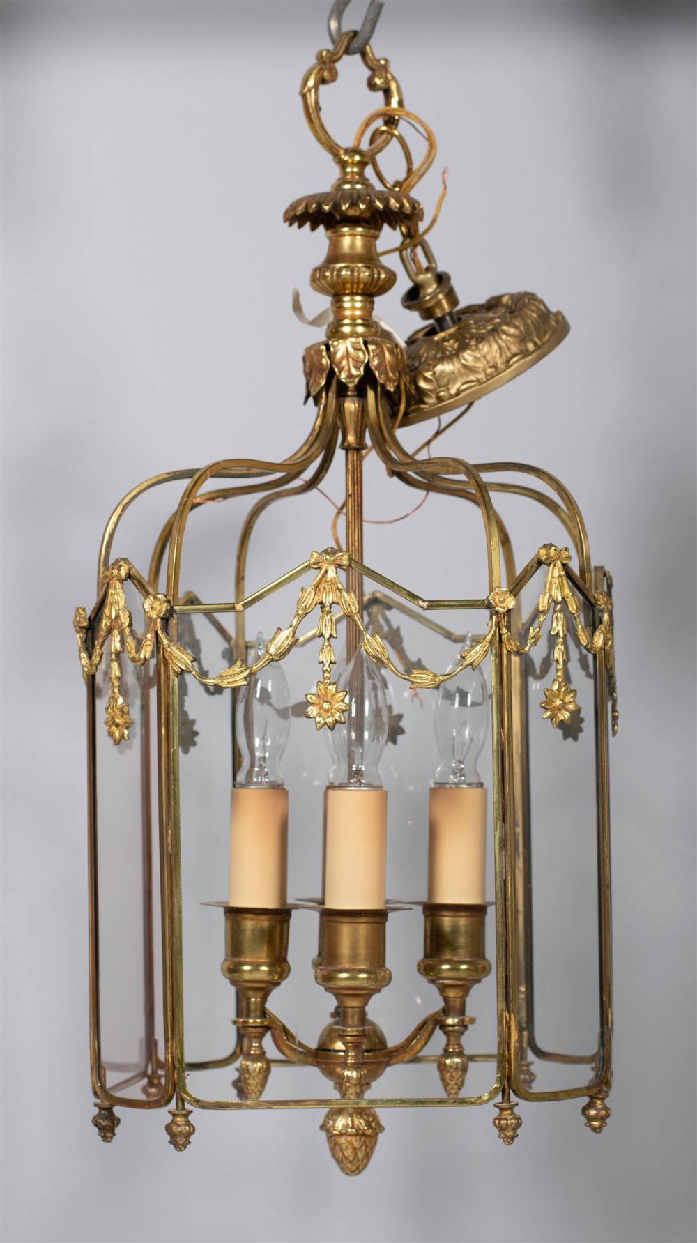 BRASS AND GLASS EIGHT-PANEL